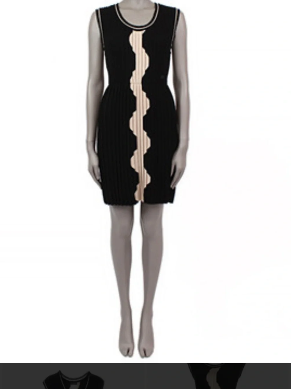 CHANEL Black Knit Sleeveless Dress with Cream Zigzag Stripe